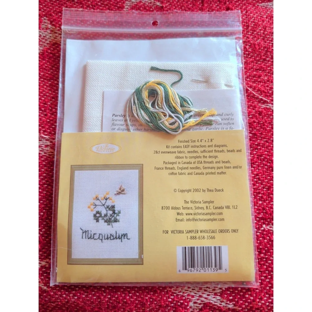 New Vintage The Victoria Sampler Herbal Sachet Parsley Finished Size 4.4 X 2.8